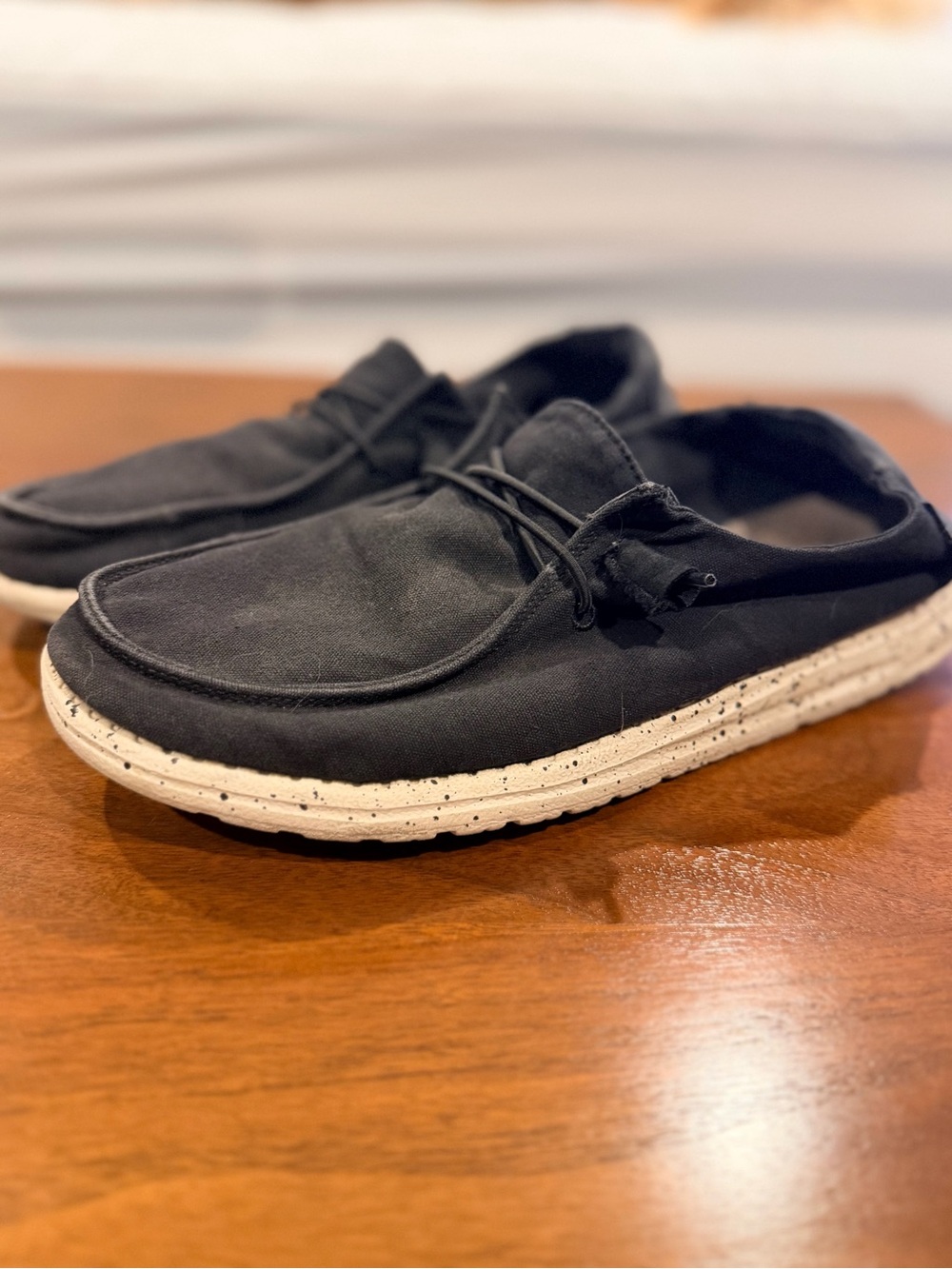 Heydude Black Wendy Slip-On Shoes with White Speckled Sole